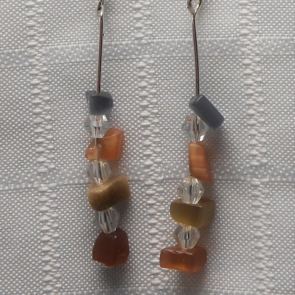 No 446 Handmade earrings with polished glass scraps Approx. 4 inches long